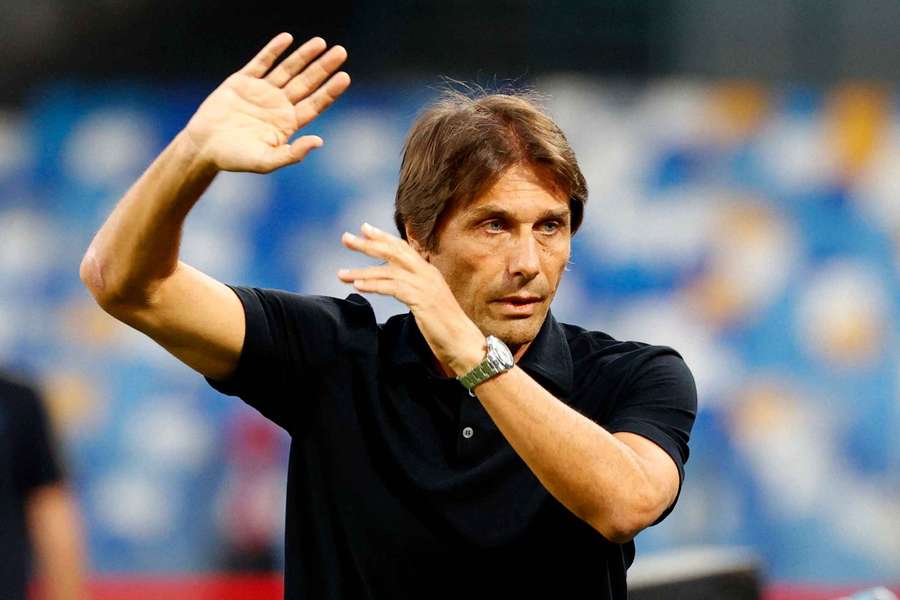 Napoli coach Antonio Conte inside the stadium before the match