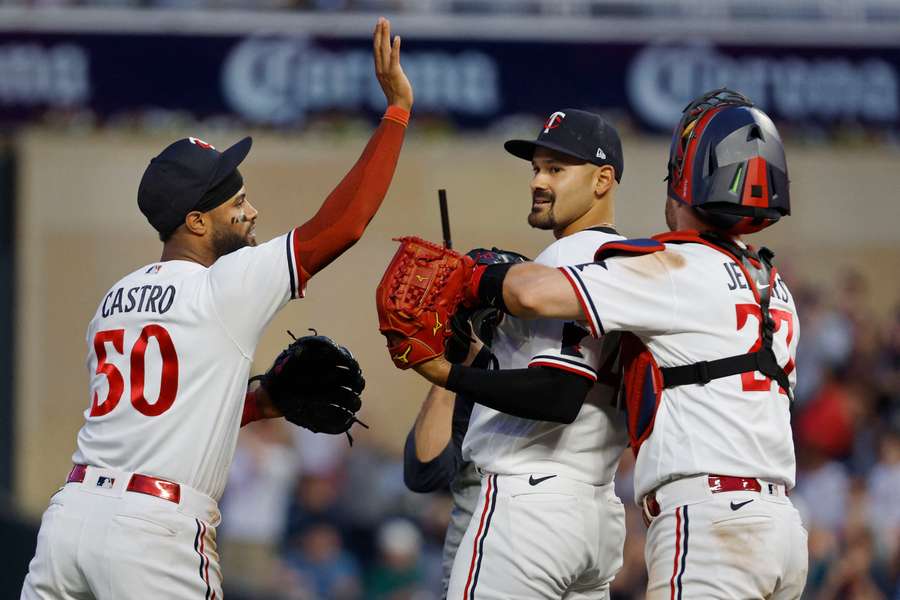 Lopez celebrates his shutout win over the Kansas City Royals