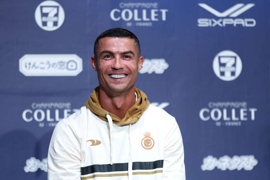 Cristiano Ronaldo na conferência de imprensa de domingo. Cristiano Ronaldo na conferência de imprensa de domingo.