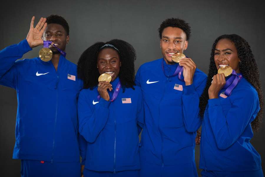 Amerykańska sztafeta 4x400 ze złotymi medalami mistrzostw świata