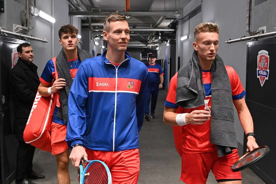Jakub Menšík, Tomáš Berdych a Jiří Lehečka. Jakub Menšík, Tomáš Berdych a Jiří Lehečka.