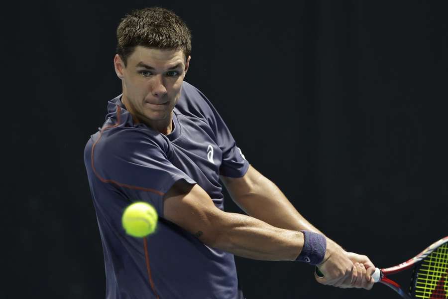 Kamil Majchrzak podczas pojedynku w Australian Open