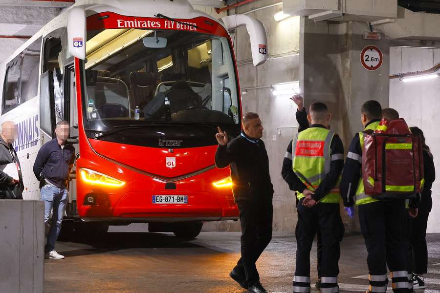 De aangevallen bus van Lyon op 29 oktober