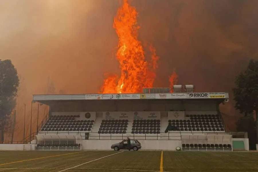 Estádio do clube foi atingido pelo incêndio de Sever do Vouga