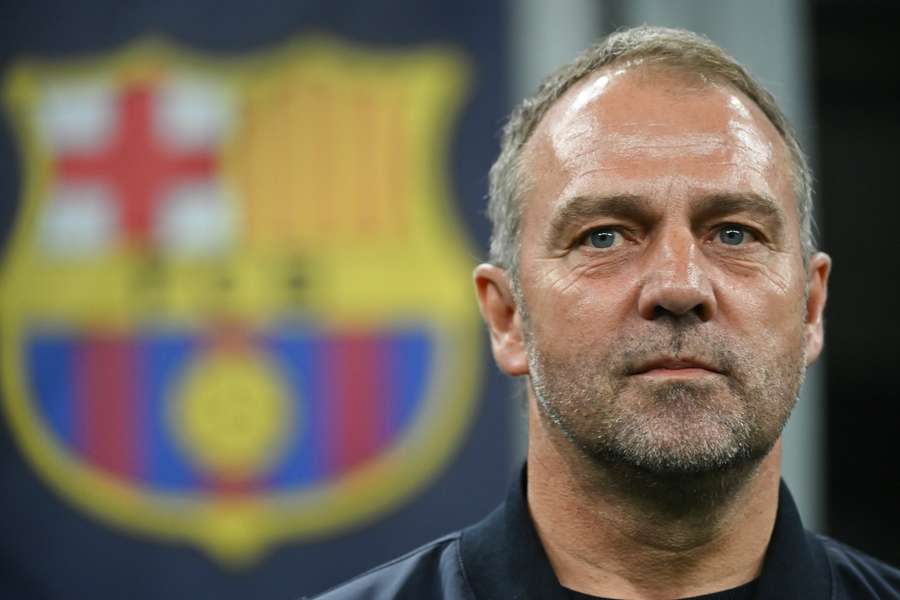 Hansi Flick looks on before the start of the UEFA Champions League semi-final second leg football match between Inter Milan and FC Barcelona