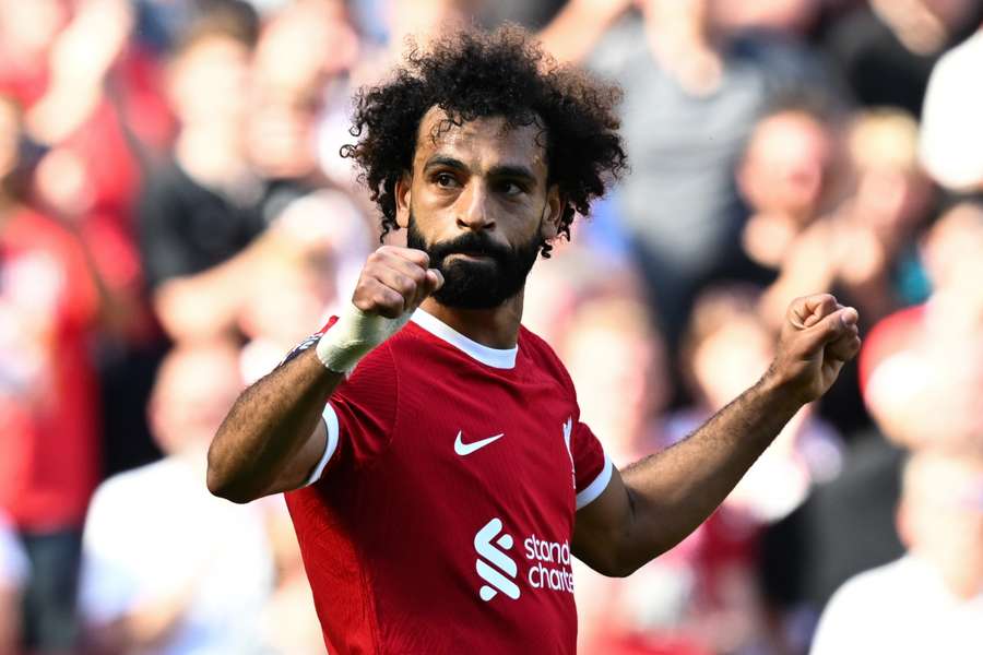 Mohamed Salah marcou o terceiro golo do Liverpool contra o Aston Villa no fim de semana