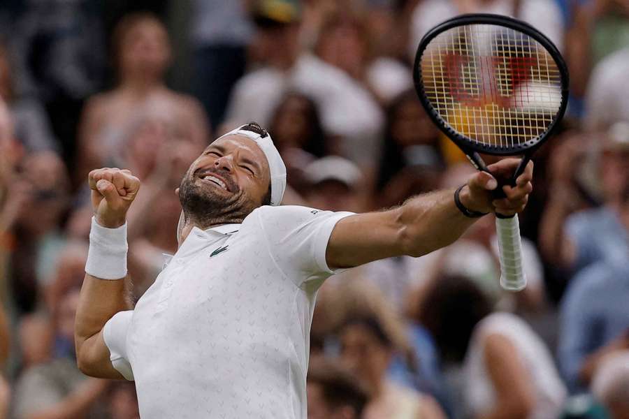 Grigor Dimitrov celebrates his win Grigor Dimitrov celebrates his win