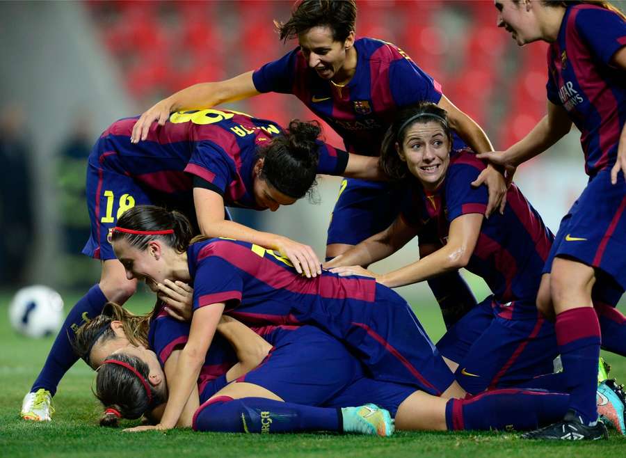 Barcelona stars celebrate scoring Barcelona stars celebrate scoring