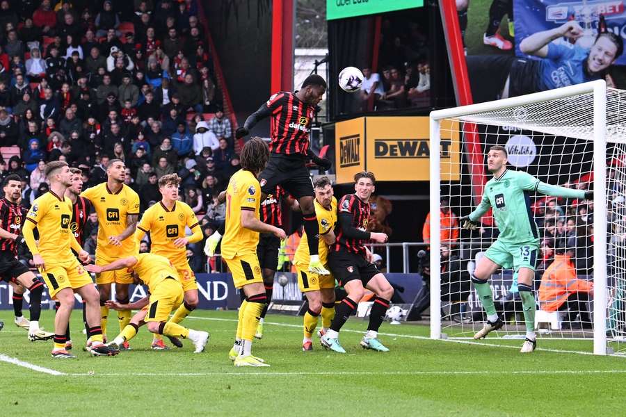 Dango Ouattara of AFC Bournemouth scores a goal beating Ivo Grbic of Sheffield United