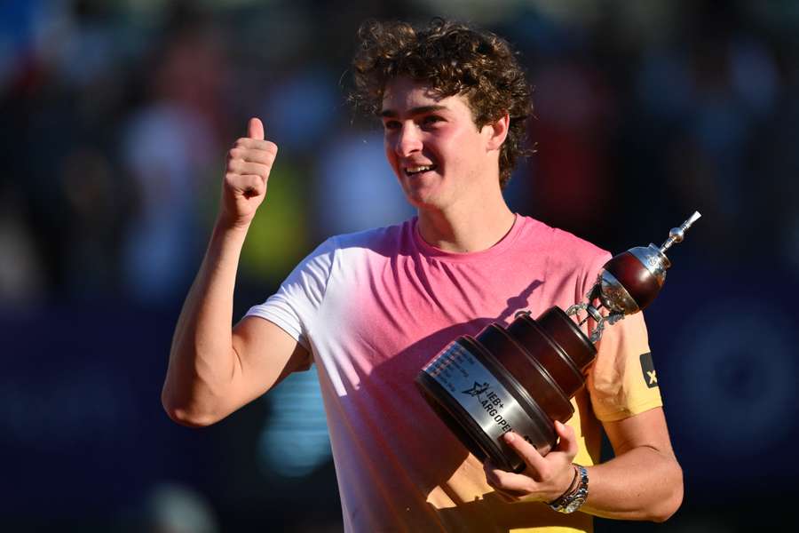 Joao Fonseca celebrating with the trophy after defeating Francisco Cerundulo in the Buenos Aires final on Sunday Joao Fonseca celebrating with the trophy after defeating Francisco Cerundulo in the Buenos Aires final on Sunday