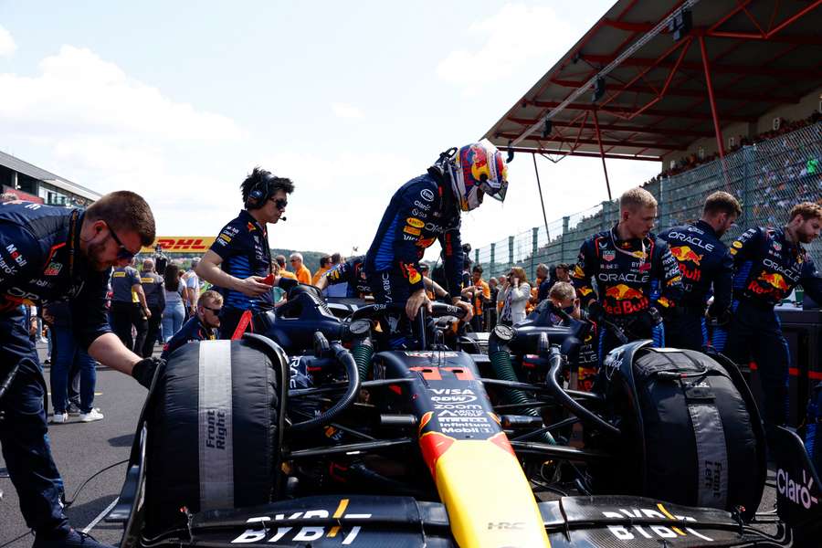 Sergio Perez bij de Belgische Grand Prix op het Spa-Francorchamps Circuit