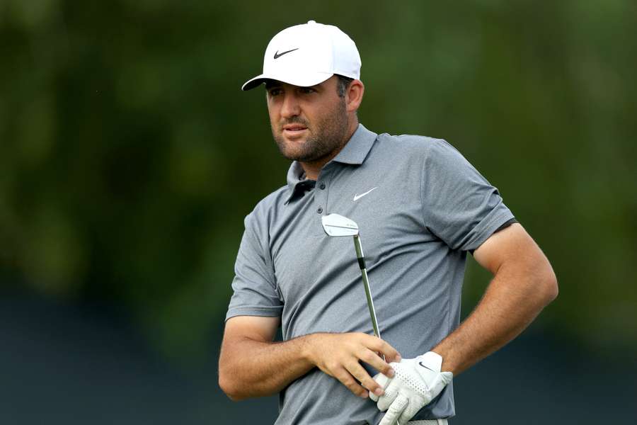 Scottie Scheffler reacts on the seventh hole at the Texas Children's Houston Open