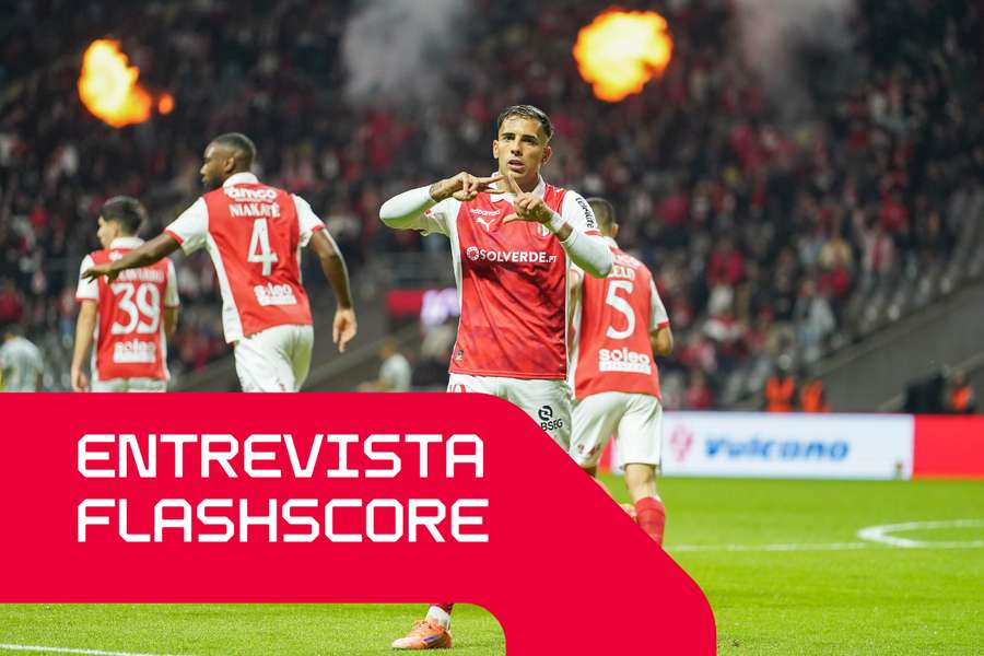 Zalazar, jogador do SC Braga, celebra golo contra o Moreirense