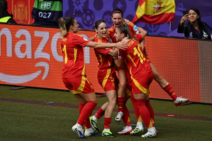 Spain celebrates the goal opening Spain celebrates the goal opening
