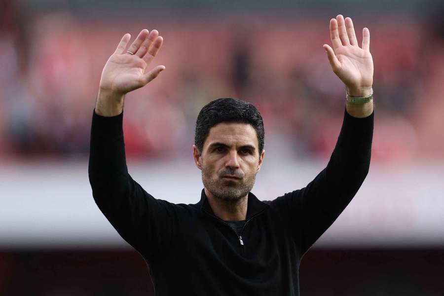 Arteta waves to the crowd after the match