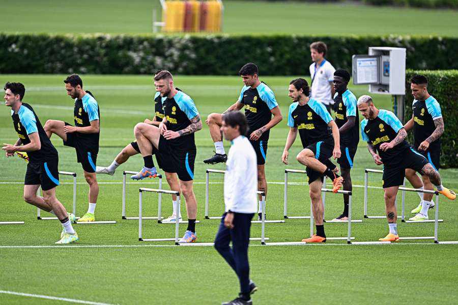 Inter's players are put through their paces during training