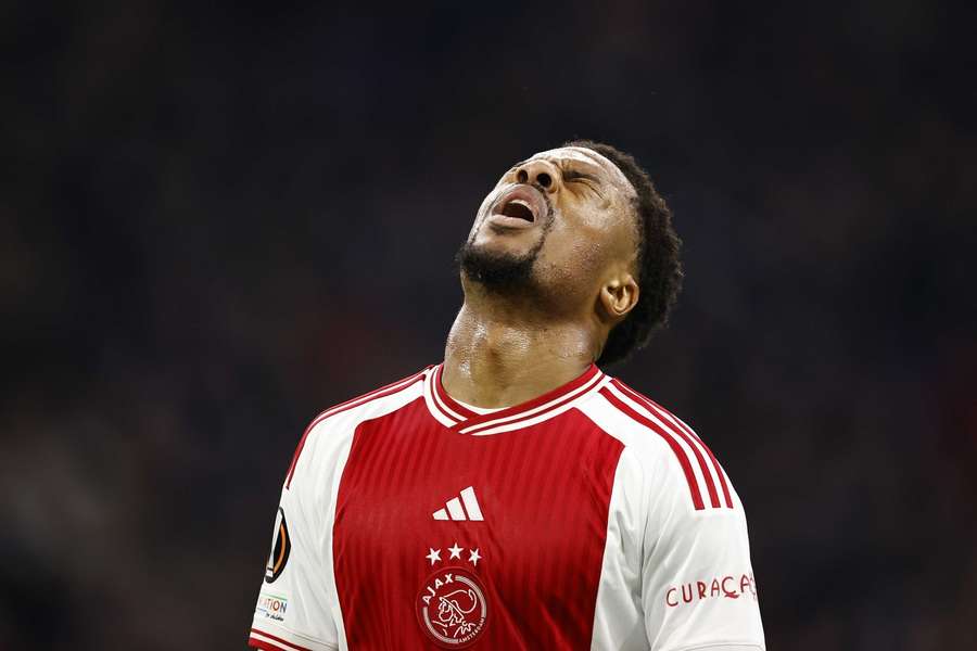 Ajax's Chuba Akpom is disappointed during the UEFA Europa League game against AEK Athens on December 14th, 2023