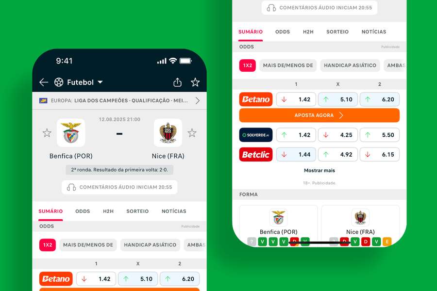 Probabilidades do jogo com indicadores de variação Probabilidades do jogo com indicadores de variação