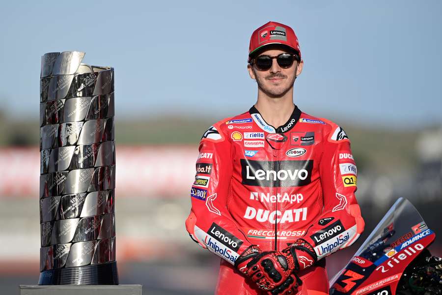 Bagnaia poses for photos in Valencia ahead of the final Grand Prix of the season