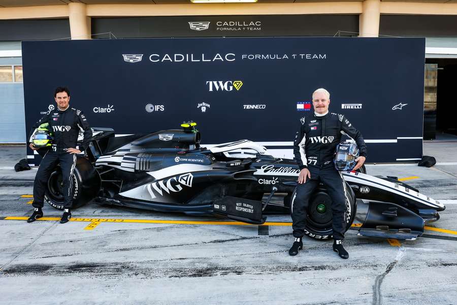 Cadillac drivers Sergio Perez and Valtteri Bottas