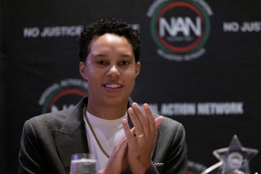 Griner, the WNBA star who was detained in Russia, speaks during the National Action Network National Convention in New York