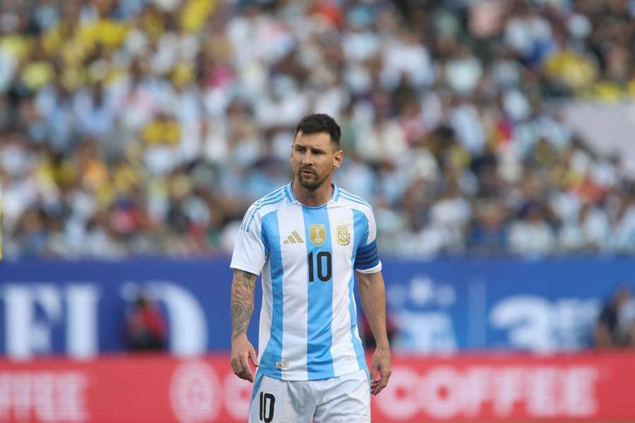 Messi tijdens de oefenwedstrijd tegen Ecuador (1-0 winst)