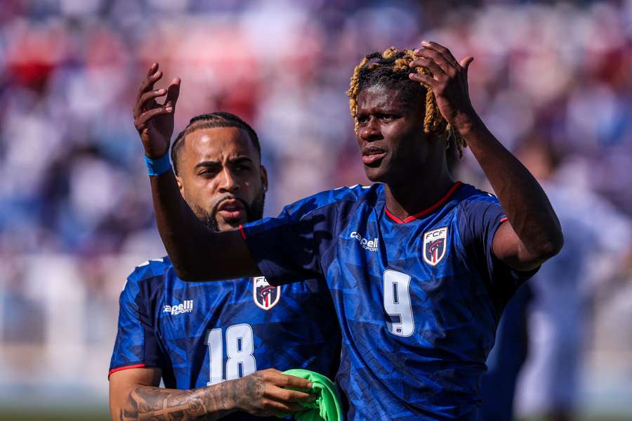 Gilson Tavares célèbre le troisième but du Cap-Vert lors du match amical international entre le Cap-Vert et la Serbie à l'Estádio do Restelo de Lisbonne, le 31 mai 2026.