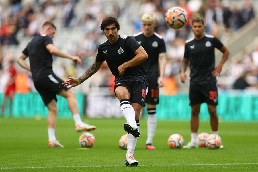 Newcastle's Sandro Tonali was on the bench at the weekend for his side's clash with Brentford