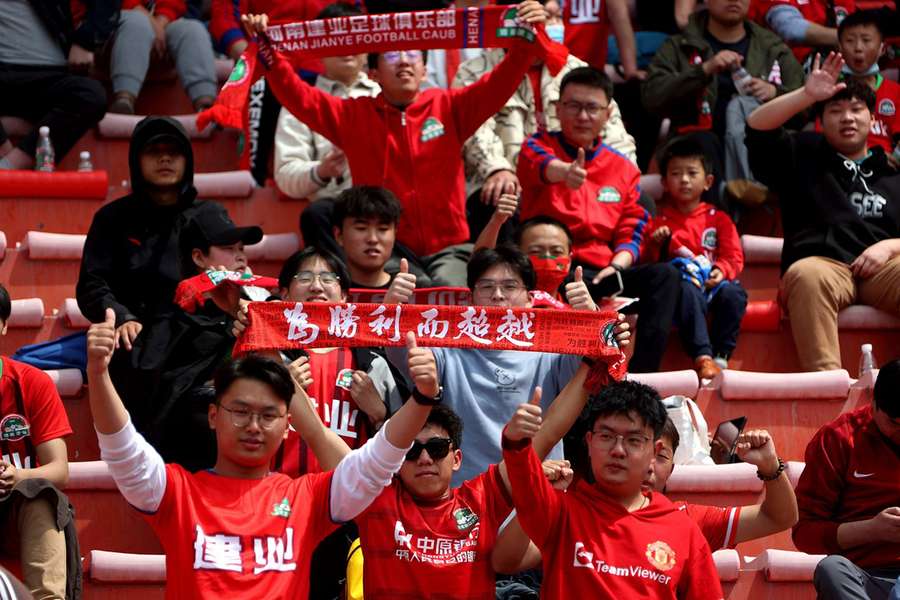 Fans at Qingdao Hainiu v Henan, a warm-up for the 2023 Chinese Super League