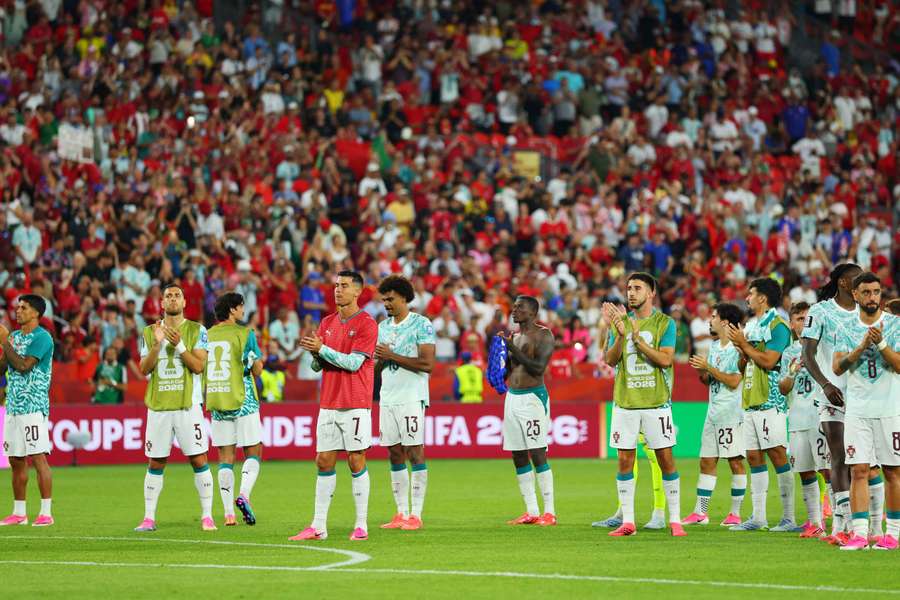 Portugal applaud their fans after beating Croatia.