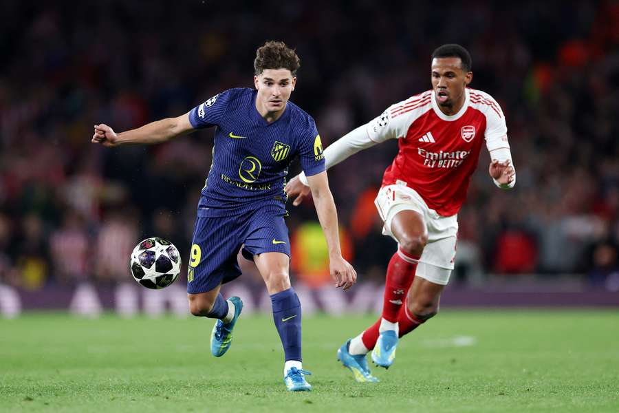 Julián Álvarez, en un partido ante el Arsenal