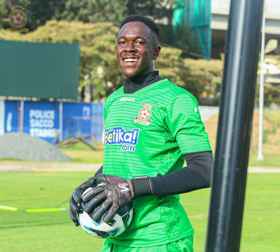 Kenya Police FC goalkeeper Jacob Ochieng getting ready to face City Stars