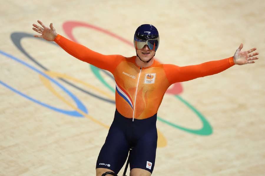 Netherlands celebrate team sprint gold