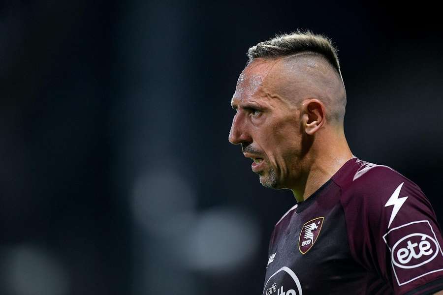 Franck Ribéry avec le maillot de la Salernitana le 14 août dernier lors de la première journée de Serie A.