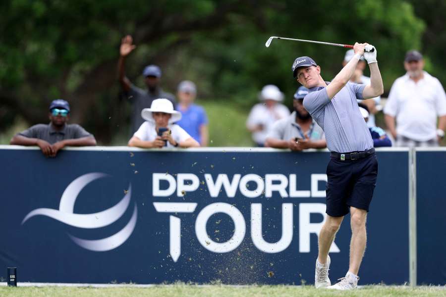 Marcus Kinhult of Sweden tees off on the 11th hole during the third round of the Alfred Dunhill Championship Marcus Kinhult of Sweden tees off on the 11th hole during the third round of the Alfred Dunhill Championship