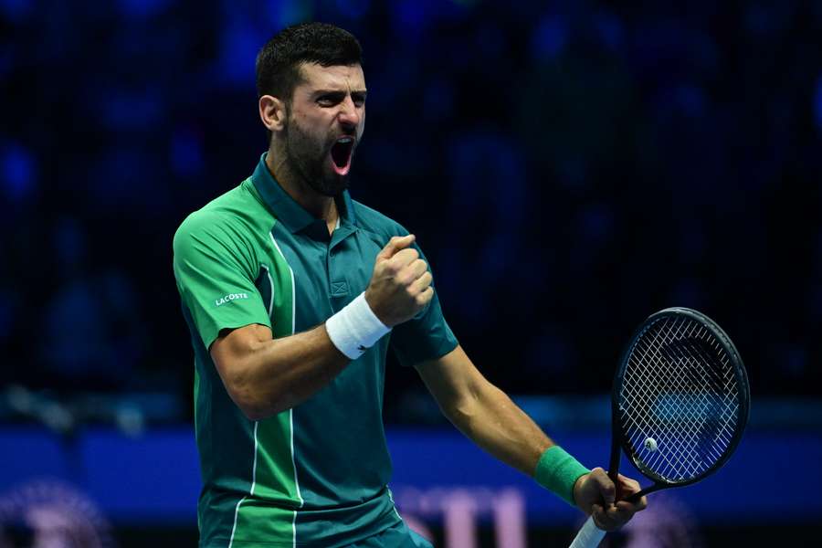 Novak Djokovic celebrates winning the final