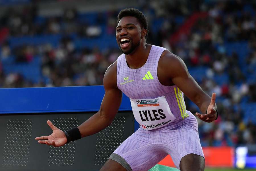 Lyles reacts