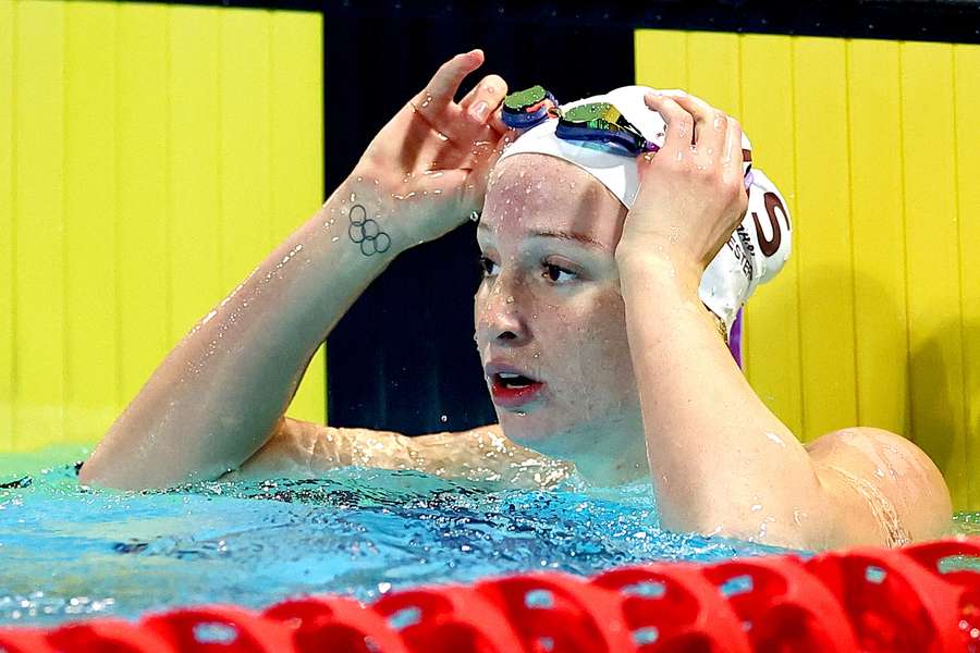 O'Callaghan reacts after her win