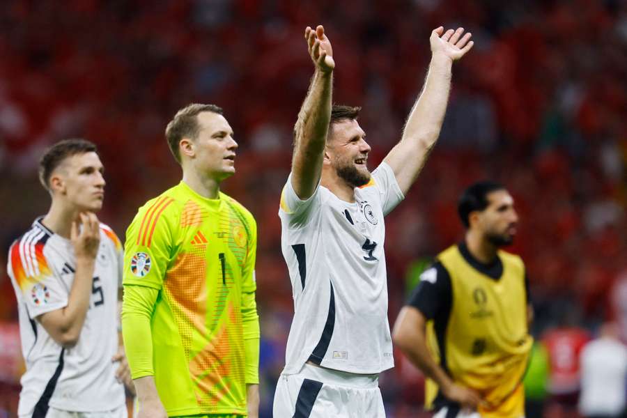 Germany's players after the draw with Switzerland