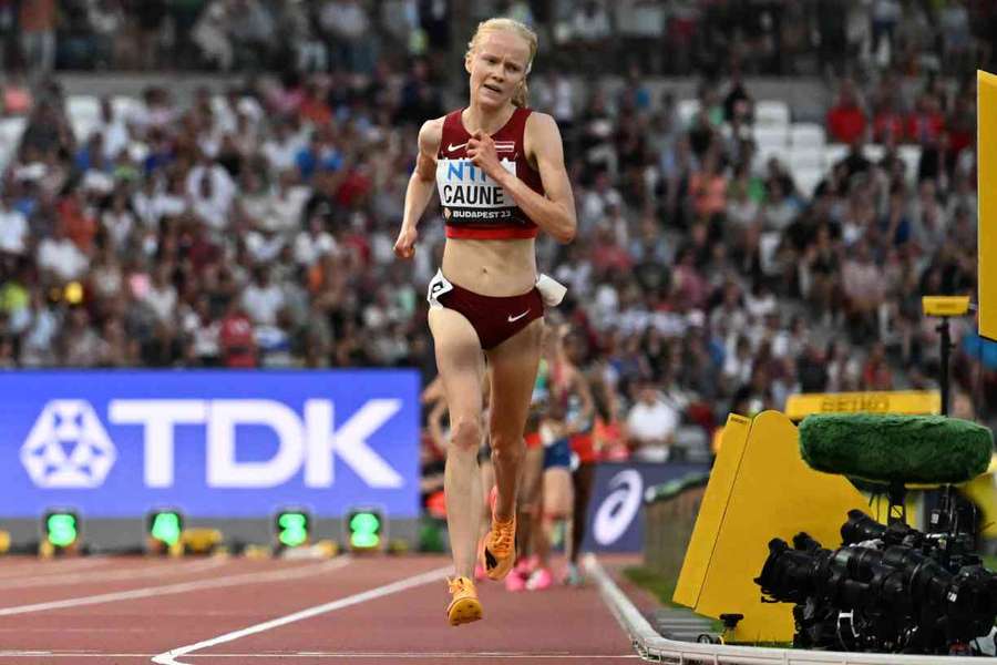 Agate Caune, 19, broke her personal best and led for 11 laps to reach the final of the women's 5,000m