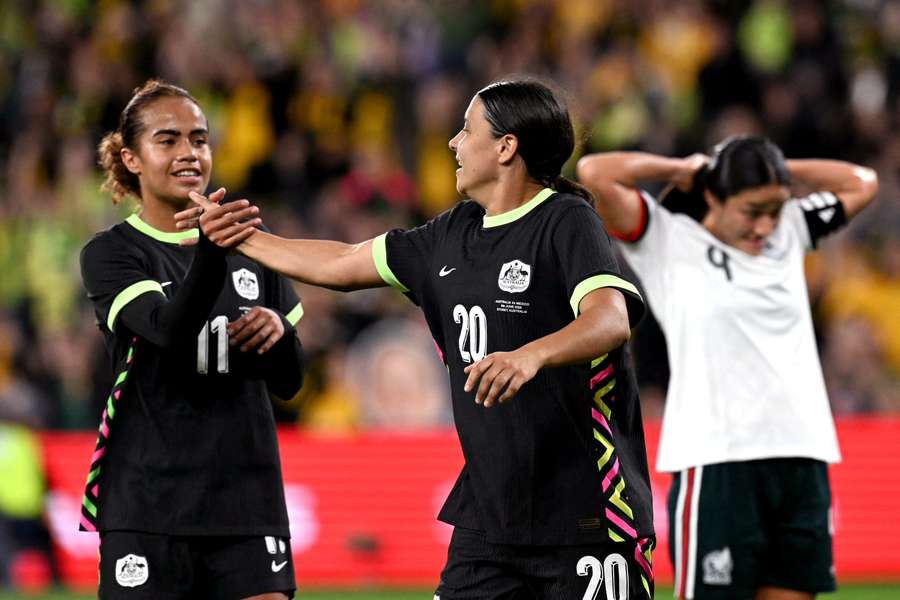 Sam Kerr scoring against Mexico in a June friendly.