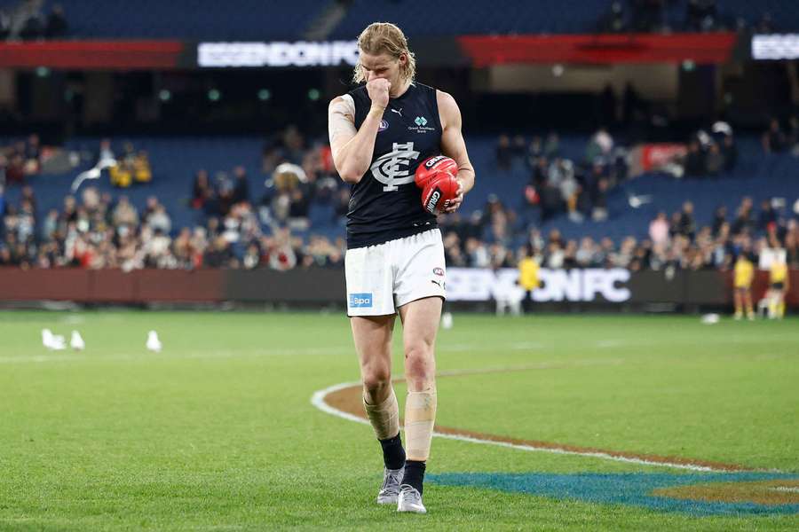 Tom De Koning's appearance against Essendon on Thursday was his last in a Carlton guernsey.