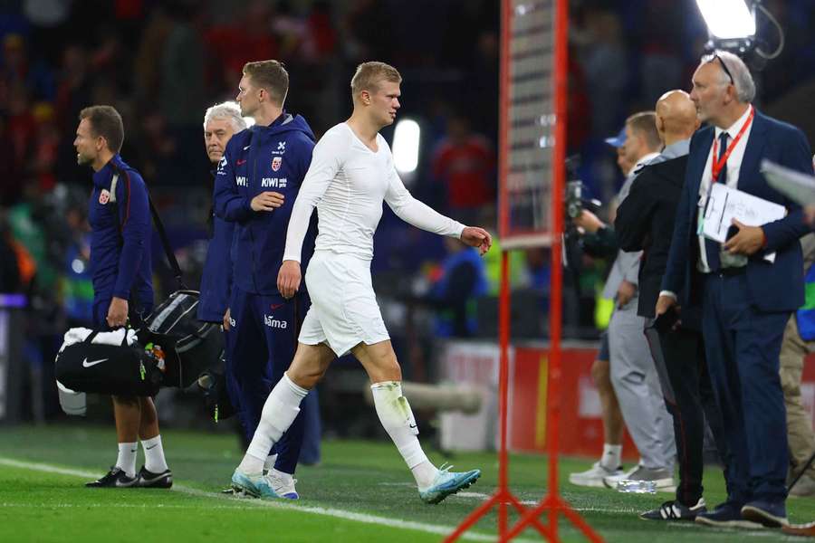 Erling Haaland leaves the pitch after playing against Wales Erling Haaland leaves the pitch after playing against Wales