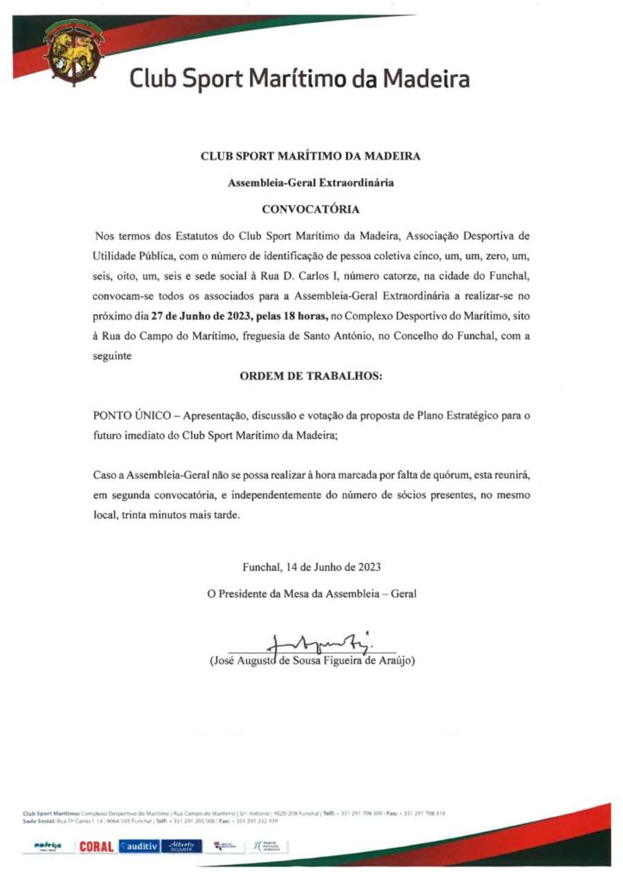 Convocatória da Assembleia Geral Convocatória da Assembleia Geral