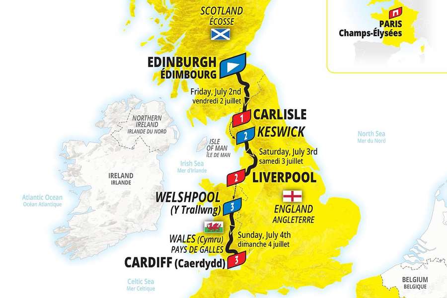 Les trois premières étapes du Tour 2027.