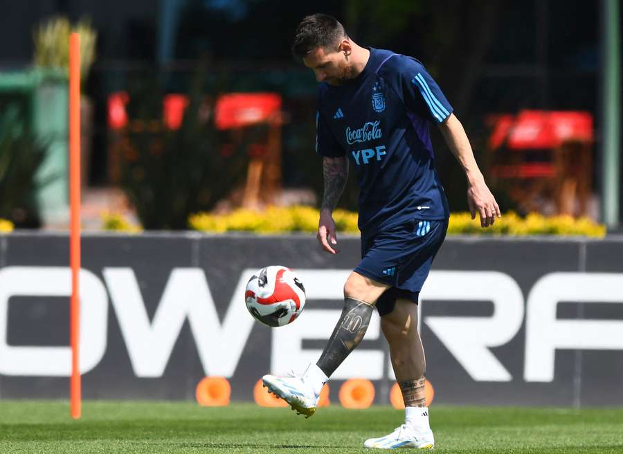 Messi in training with Argentina