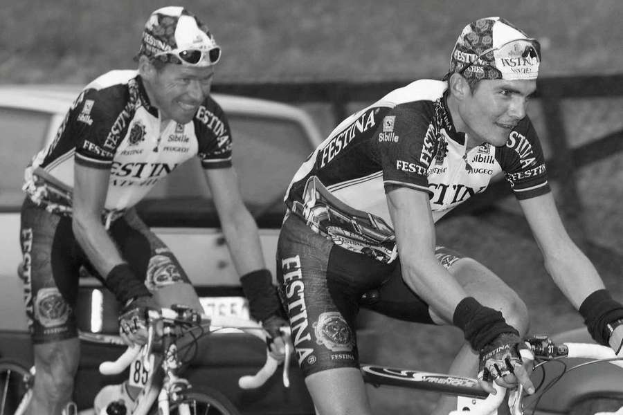 Pascal Herve (l.) zusammen mit Richard Virenque bei der Tour de Lombardie 1998