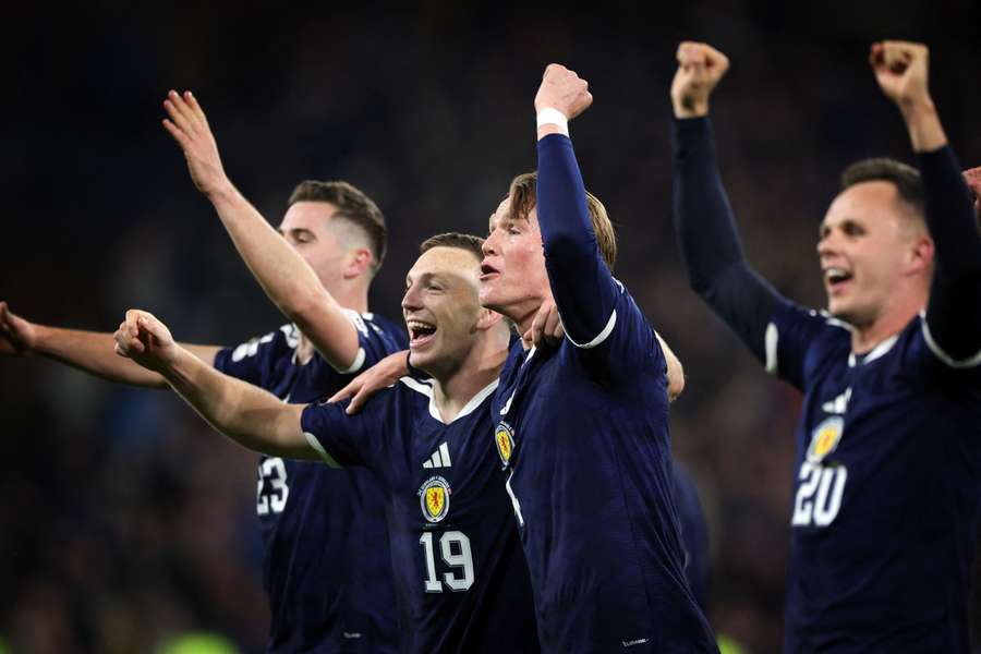 Scotland's players celebrate their win