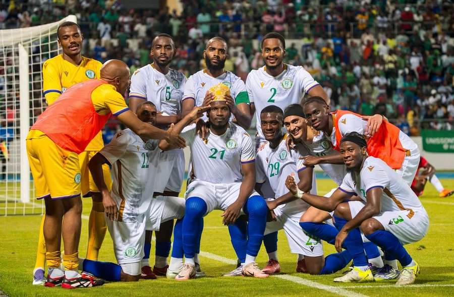 Comoros players celebrate a goal during the friendly against Namibia Comoros players celebrate a goal during the friendly against Namibia