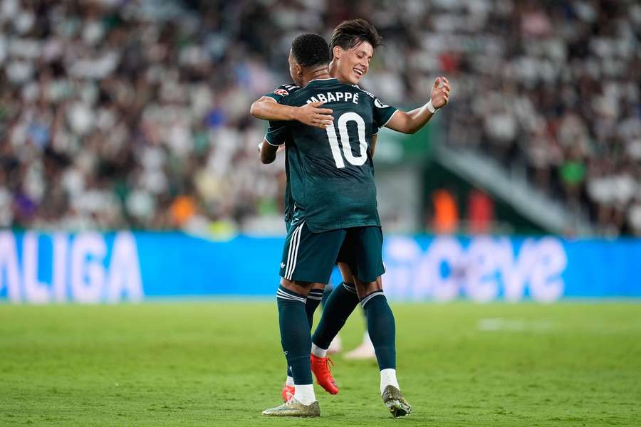Mbappe celebrates with Guler Mbappe celebrates with Guler